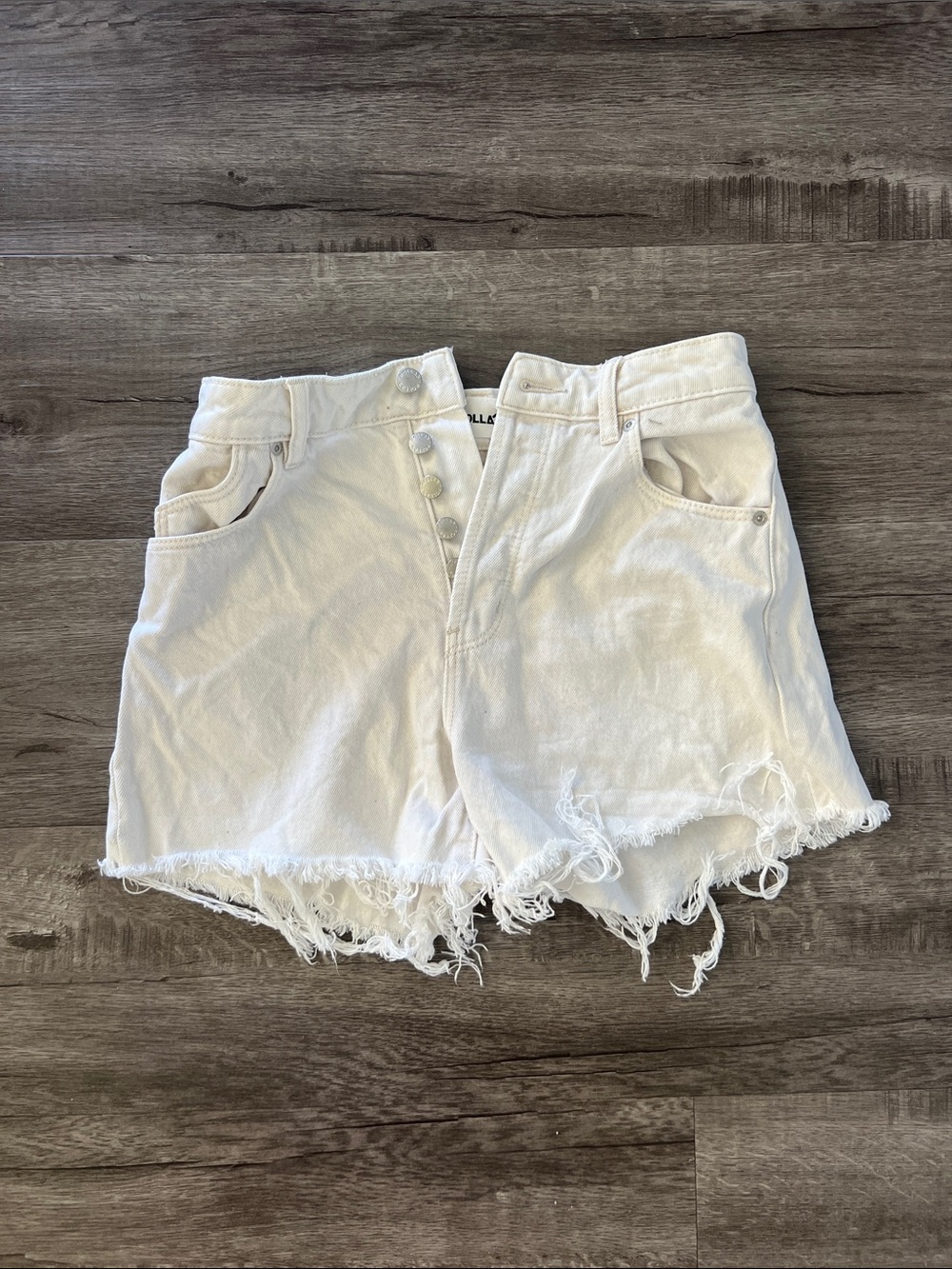 ROLLA'S White Distressed High-Waist Denim Shorts